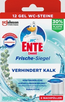 WC ENTE DUCK ŻELOWE KRĄŻKI DO TOALETY EUKALIPTUS 2 X 36 ML SZ207