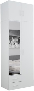 SZAFA 2 DRZWIOWA Z NADSTAWKĄ - 3 VENICE BIAŁA - 1 LUSTRO - 80X242 CM
