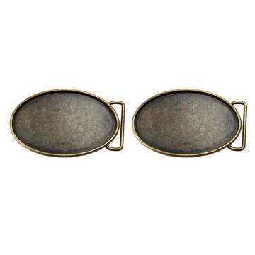 2Pc Retro Style Oval Western Cowboy Belt Buckle