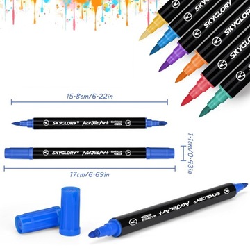 Mazaki Markery Długopisy Akrylowe Pisaki Dwustronne 24 Kolor