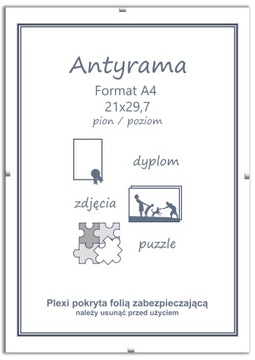 Antyrama A4 Ramka na dyplomy, zdjęcia, puzzle itp.