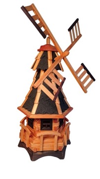 Wiatrak Ogrodowy Obrotowy Solidny Drewniany 105cm