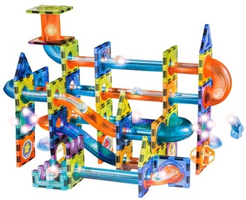 Duży Zestaw Klocków Magnetycznych KLOCKI Konstrukcyjne Świecące 202 el XXL