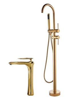 Bateria wannowa złota Gold Poler+ umywalka Zestaw