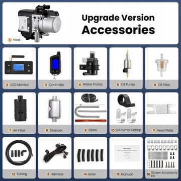 Ogrzewanie Postojowe Webasto Wodne 12V 5kW z Pilotem 500M i Wyświetlaczem LCD