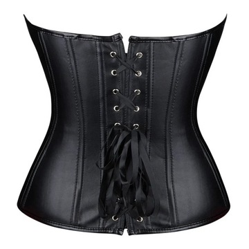 Faux Leather Corset Top Overbust Women Zipper Wais