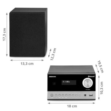 МИНИ-СИСТЕМА + ПУЛЬТ ДИСТАНЦИОННОГО УПРАВЛЕНИЯ CD MP3 РАДИО FM DAB + BLUETOOTH 5.3, 30 СТАНЦИЙ, USB, AMS