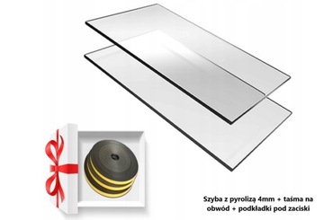 SZYBA DO KOMINKA ŻAROODPORNA KOMINKOWA + GRATIS