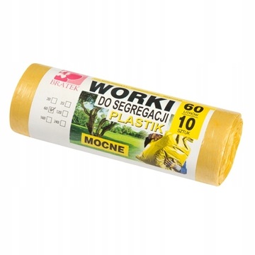 Worki na śmieci do plastiku Bratek 60L 10szt