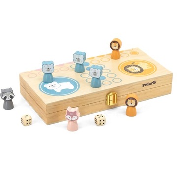 VIGA DREWNIANA GRA CHIŃCZYK LUDO PolarB PLANSZOWA TOWARZYSKA PASTELOWA