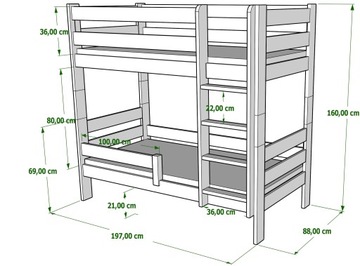 Кровать двухъярусная деревянная ГАГАТЕК 190x80