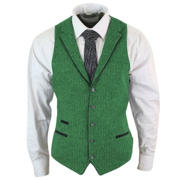 Men's Tank Top Vintage Wool Herringbone Slim Fit S