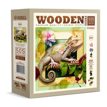 Puzzle Drewniane Kameleon i Kwiaty 500 elementów