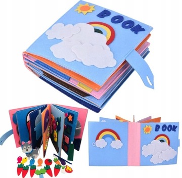 КНИГА из Войлока РАЗВИВАЮЩАЯ КНИГА ИГРУШКИ ДЛЯ ДЕТЕЙ 12 ТЕМ