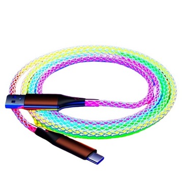 66W 6A RGB kolorowy świecący kabel typ C szybkie ładowanie