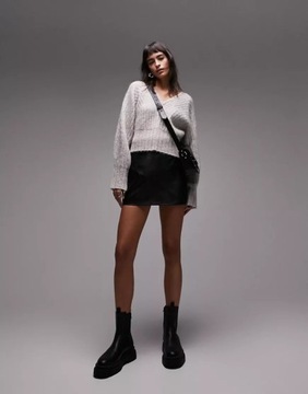 TOPSHOP BEŻOWY SWETER OVERSIZE PRĄŻKI 4IW NG7__XXL