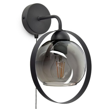 Lampa Ścienna Kinkiet Czarny Grafit Szklana Kula