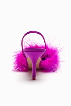 ВЫСОКИЕ ТУФЛИ С ПЕРЬЯМИ ZARA 37 ФУКСИЯ