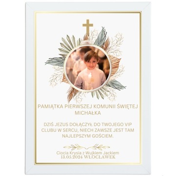 Wyjątkowa Pamiątka - PIERWSZA KOMUNIA SWIĘTA - Elegancka Ramka ze Zdjęciem