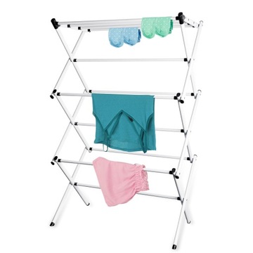 Экономия места и высокая устойчивость. Универсальная трехъярусная складная полка для белья.