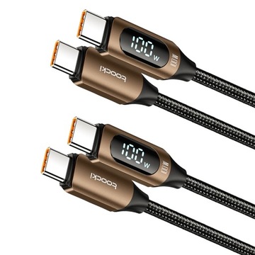 Kabel Toocki 100W USB Typ C - Kabel USB Typ C 1m Z Wyświetlaczem 1+1