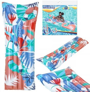 MATERAC KOLOROWY PLAŻOWY DMUCHANY DO PŁYWANIA JEDNOOSOBOWY 183x69CM BESTWAY