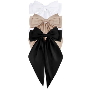 3x БОЛЬШОЙ БАНТ КЕПКА XXL ДЕКОРАТИВНЫЙ БАНТ ДЛЯ ВОЛОС белый атласный белый