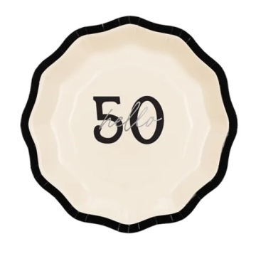Тарілочки паперові HELLO 50 на день народження 18 см 6 шт. PARTYDECO