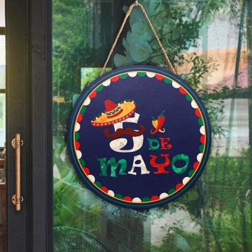Meksykańska Fiesta Drewniana Tabliczka Wisząca Cinco DE Mayo Tabliczka Na Drzwi Przednie Styl A