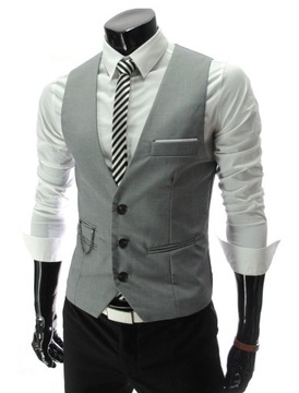 L/XL MĘSKA KAMIZELKA ELEGANCKA KLASYCZNA GARNITUROWA SPORTOWA SLIM CASUAL