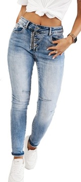 Włoskie BAGGY jeansy boyfriend guziki zamek 36 S/M