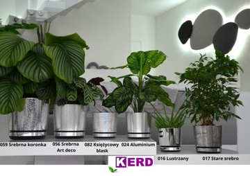 21 Doniczka z podstawką wzór LUSTRZANY połysk zdobienie lustro efek glamour