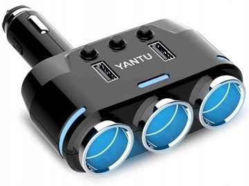 Rozdzielacz zapalniczki 3 porty 12V niezawodne USB