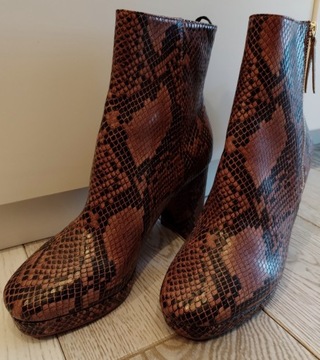 H&M wężowe BOTKI buty PLATFORMY ekoskóra węża NOWE 38