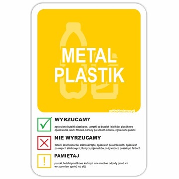 Naklejka NA KOSZ SEGREGACJA śmieci PLASTIK 30cm
