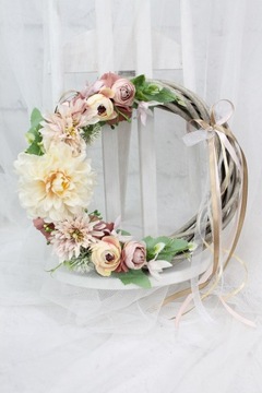 Осенний венок, украшение на дверь, украшение БЕЖЕВЫЙ