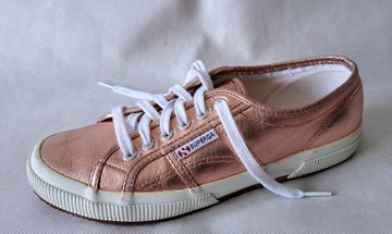 SUPERGA - Cudne Miedziane Złote Damskie Trampki 40