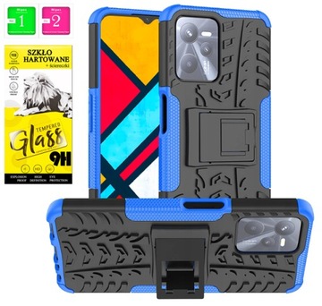 Etui Pancerne ze STOJAKIEM MOCNE Plecki Case POKROWIEC +SZKŁO do Realme C35