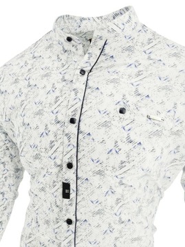 РУБАШКА МУЖСКАЯ БЕЛАЯ С УЗОРОМ ВОРОТНИКА-СТОЙКИ SDN73 XL