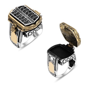 Luxurious 925K Sterling Silver Secret Box Men's Ring