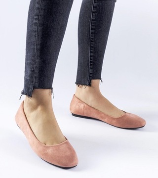 Baleriny damskie różowe zamszowe balerinki obuwie buty 27189 rozmiar 38