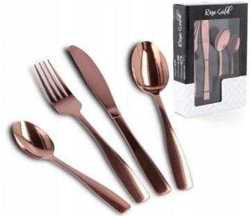 SZTUĆCE GOLD ROSE KOMPLET 24 el Różowe Złoto dla 6 os.