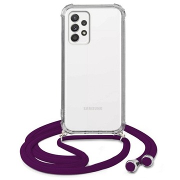 Etui CROSSBODY Do SAMSUNG A52s 5G Śliwkowy Sznurek Top Idealnie Dopasowany