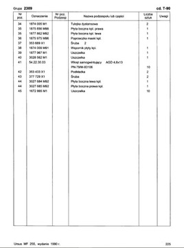 Каталог запчастей URSUS MF 255 MASSEY FERGUSON
