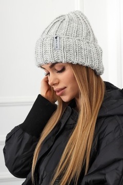 CZAPKA DAMSKA ZIMOWA CIEPŁA WYGODNA GRUBA KOBIECA MODNA SPORTOWA SZARY 2252