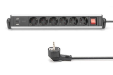 Удлинитель 6 розеток 2xUSB-A 1xUSB-C с настольным зажимом