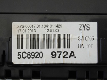 PŘÍSTROJOVÁ DESKA 5C6920972A VW JETTA 5C 2013R. 2.0TDI CFF