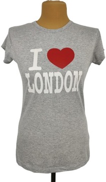 EROS Fashion SZARY T-SHIRT I LOVE LONDON rozm. M