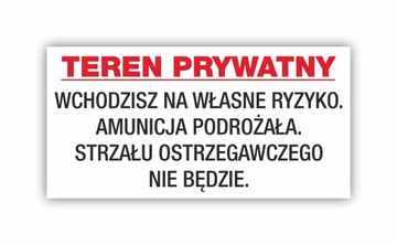 TABLICZKA TEREN PRYWATNY DIBOND ALU 13x26 cm