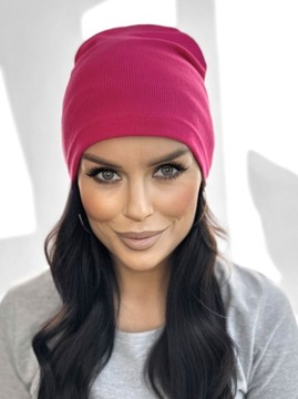 ШАПКА ЖЕНСКАЯ ВЕСНА-ОСЕНЬ, ТОНКАЯ, ЛЕГКАЯ, УДОБНАЯ, СПОРТИВНАЯ, В ПОЛОСКУ, ФУКСИЯ.